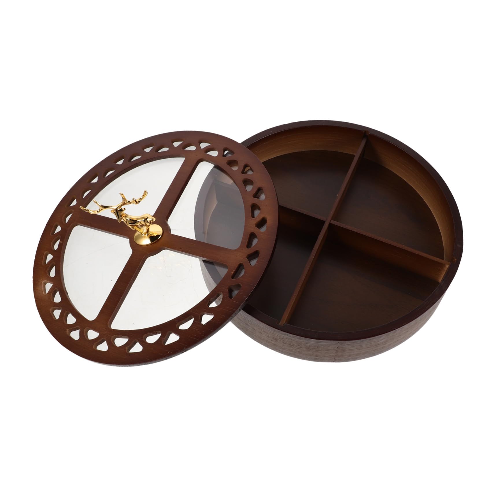 Zerodeko Boîte De Rangement à Couvercle avec Quatre Compartiments pour Fruits Secs Et Noix Plat De Service à Bonbons Et Noix Hermétique