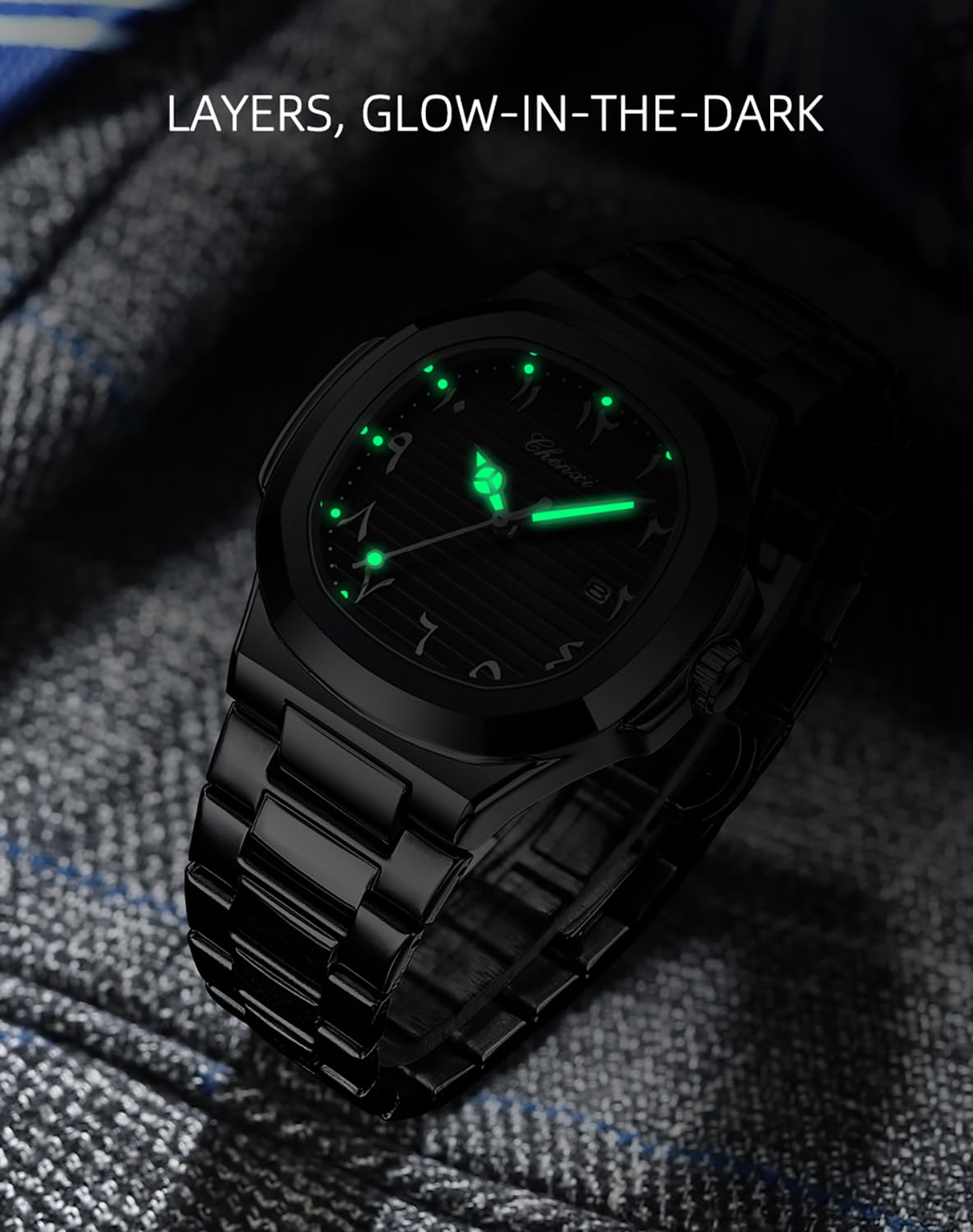 BESTKANG Montre à mouvement à quartz étanche et lumineuse pour homme, bracelet en acier inoxydable