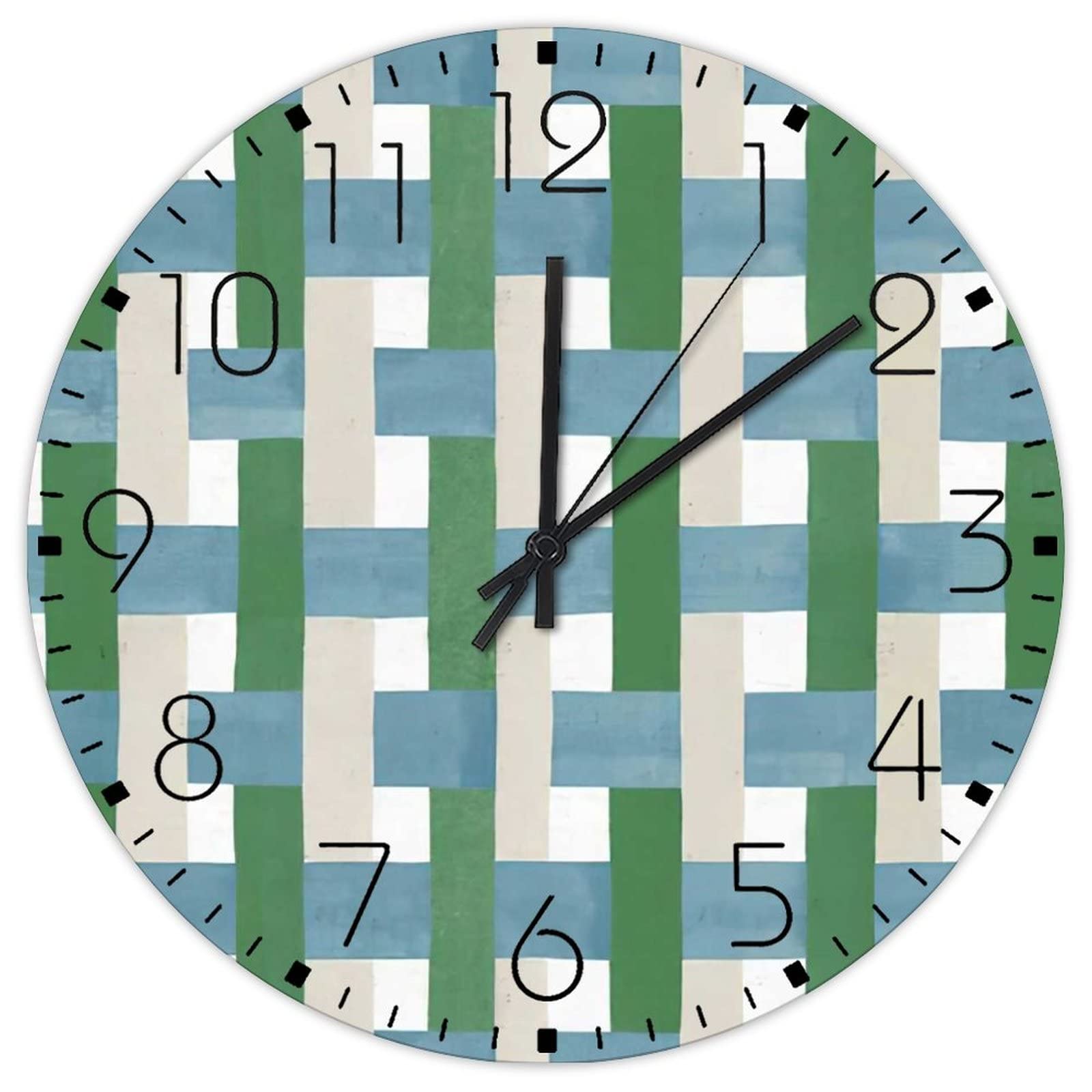 Horloges murales en bois à carreaux de buffle pour déco de salon