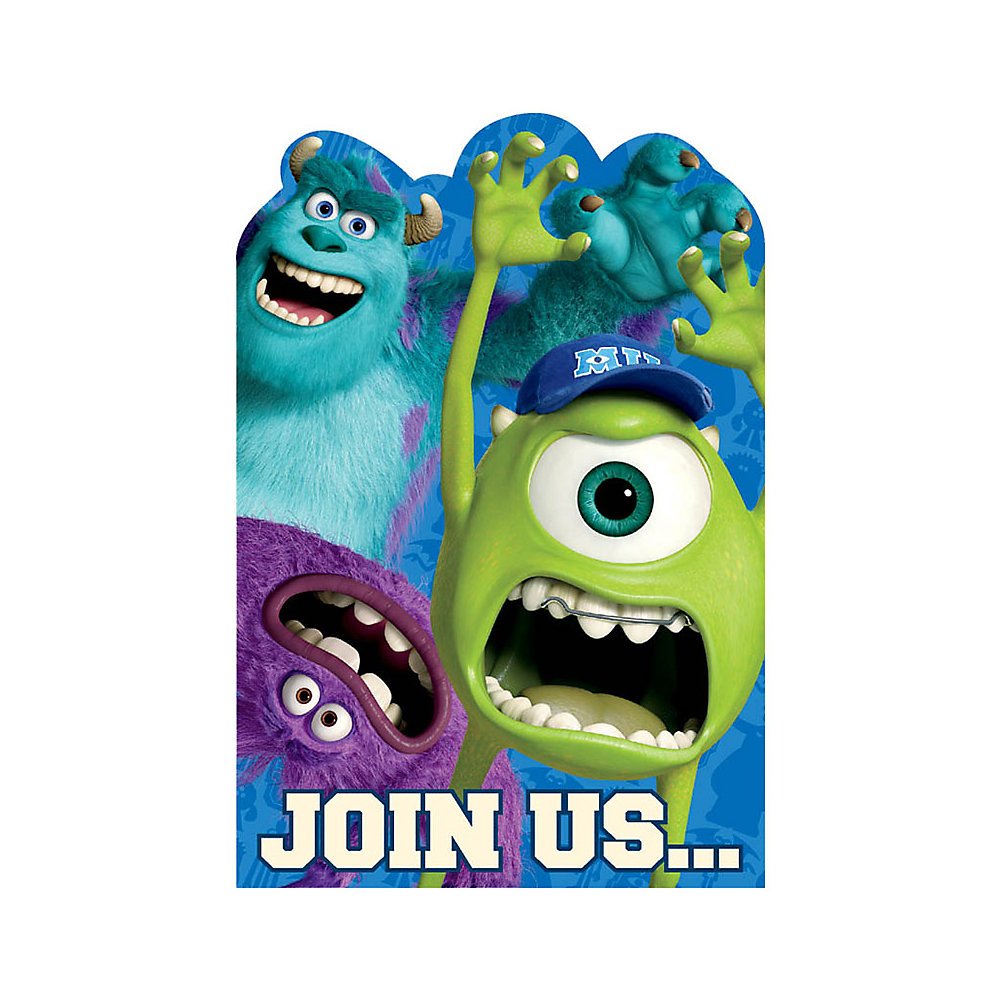 Amazon.com: Amscan Monsterrific Disney Monsters University Birthday Party  Invitation Cards, Blue, 6 1/4" x 4 1/4" : Office Products