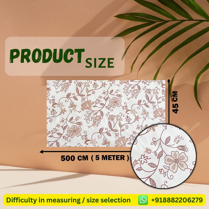 Image of Anti-Slip Kitchen Shelf Liner - 5 Meter Roll, Waterproof Multipurpose Mat for Fridge, Cabinet, Drawer, Trolley & Bathroom - Easy to Cut Floral Blue Print (Gold)