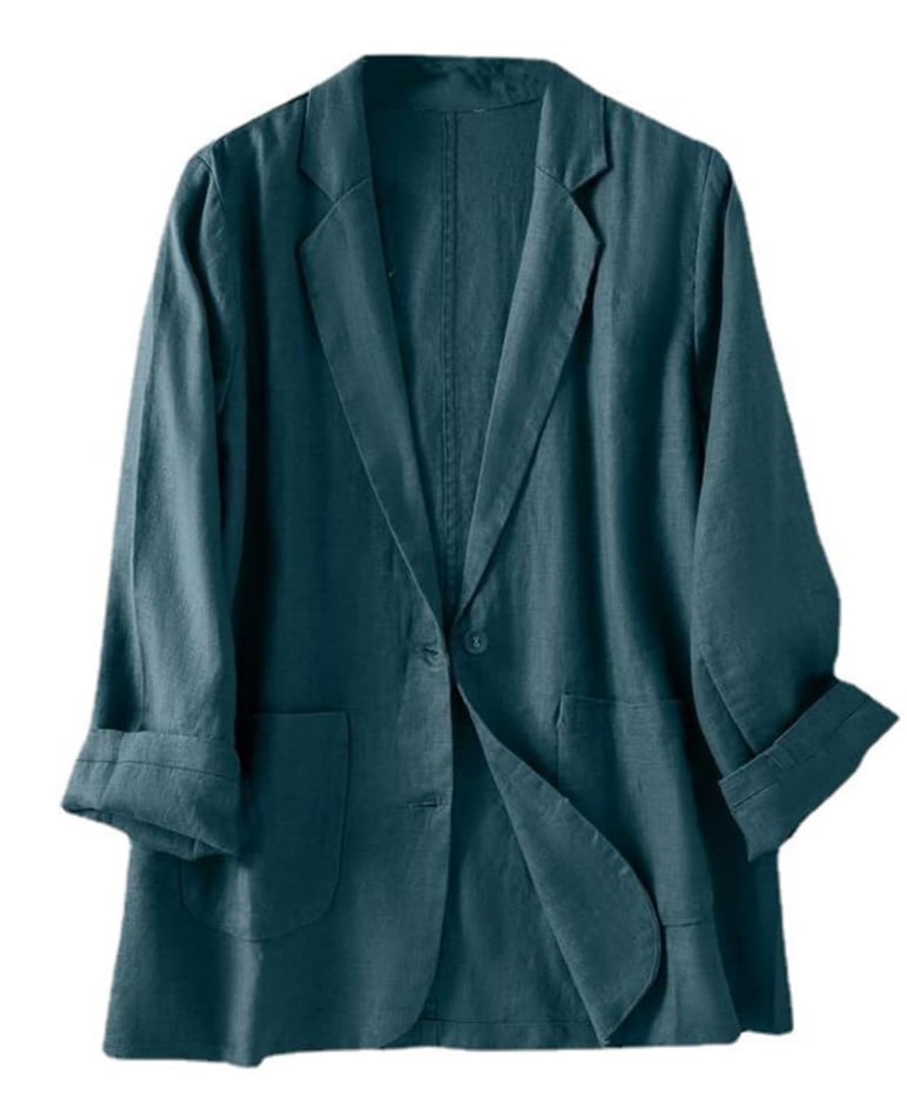 Womens Linen Blazer Jacket 2025 Lightweight Button Lapel Casual Long Sleeve Work Office Summer Jackets