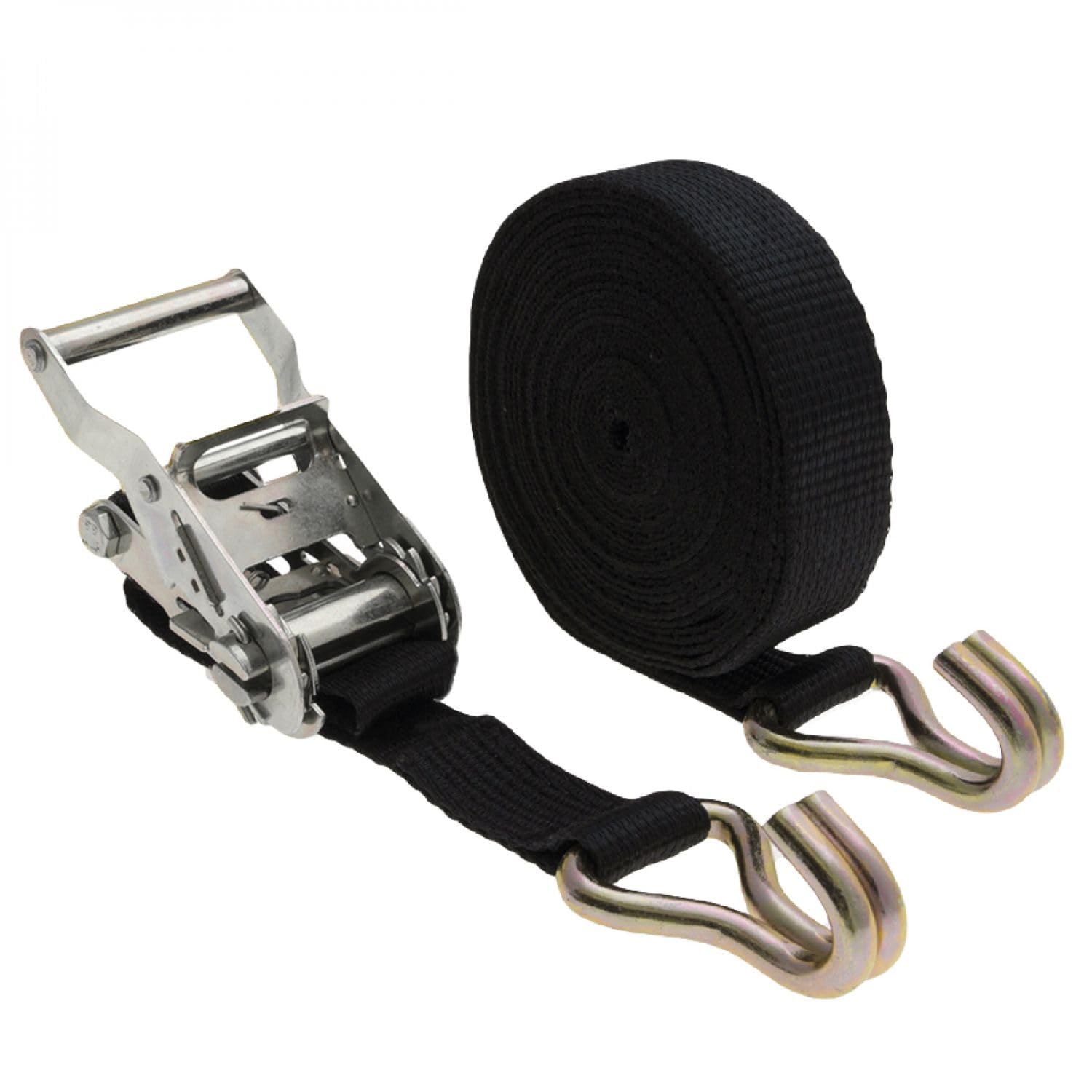Linxor - Sangle d'arrimage avec tendeur à cliquet et 2 Crochets - 35 mm x 7 m - Noir