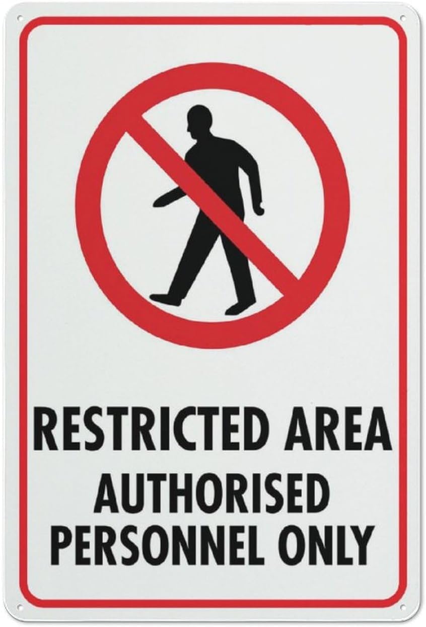 Restricted Area Authorized Personnel Only Symbol Rust Free Aluminum Sign - Premium, Sun-Proof Decor with Pre-Drilled Holes for Home, Business - 12x16 Inch​