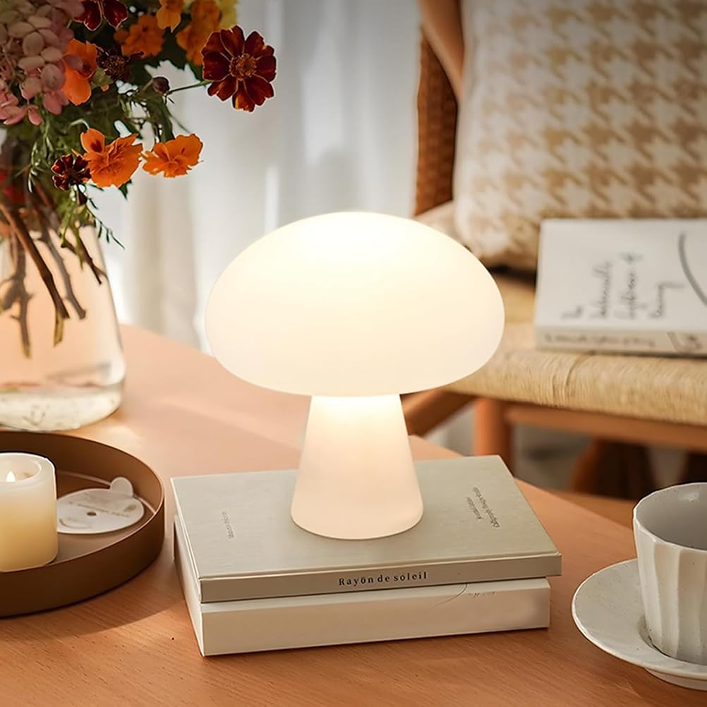 AoLa LED Pilz Lampe Pilz Tischlampe mit Schalter und Stecker Moderne 3 Farben 3000K/4000K/6000K lnnen Tischleuchte Weiß Mushroom Lampe Nachttischlampe Deko Nachtlicht für Schlafzimmer Restaurant