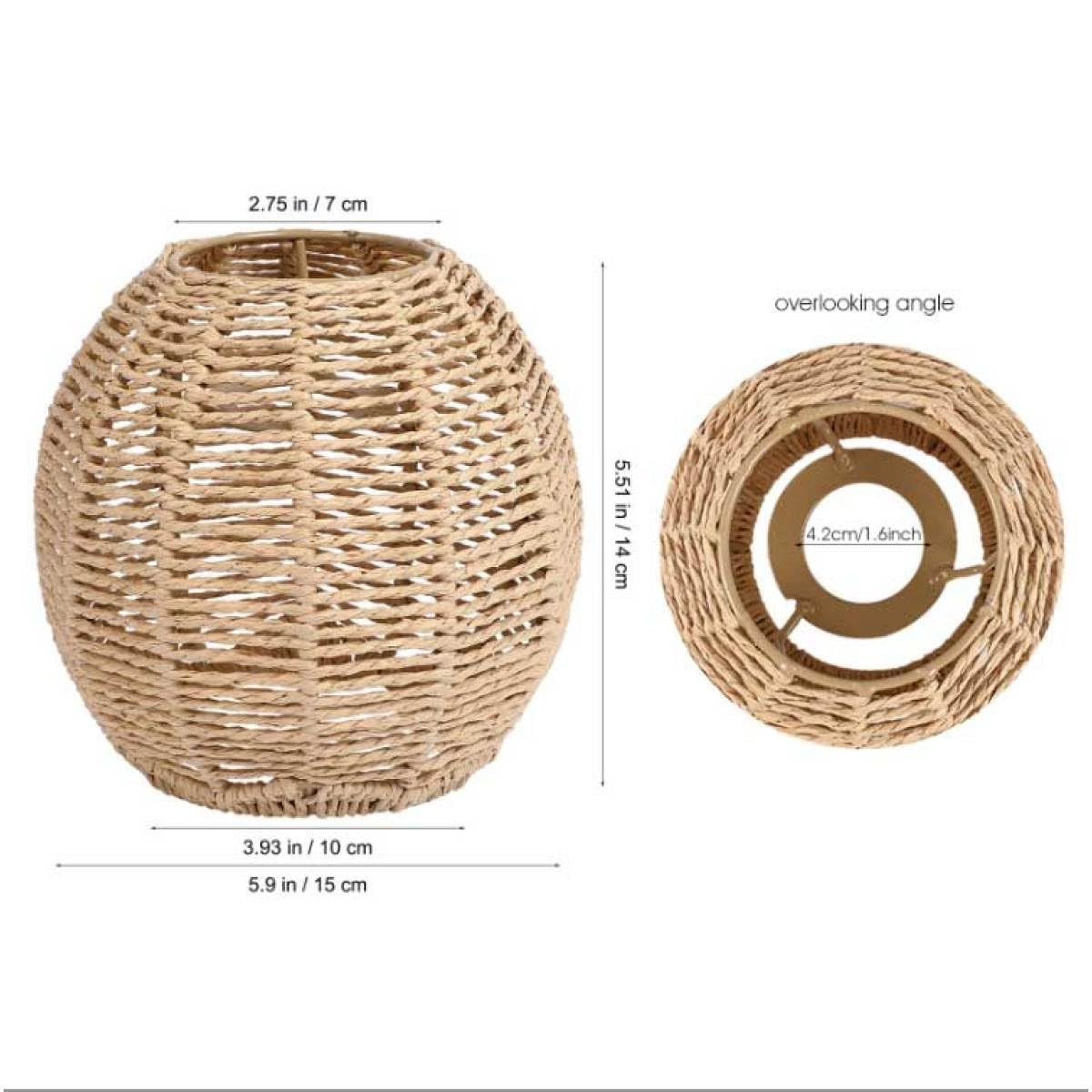 2pezzi Paralume Rattan Intrecciato per Lampada a Sospensione, Coprilampada in Corda Imitazione, Stile Rustico Farmhouse, per Casa e Bar, Attacco E27