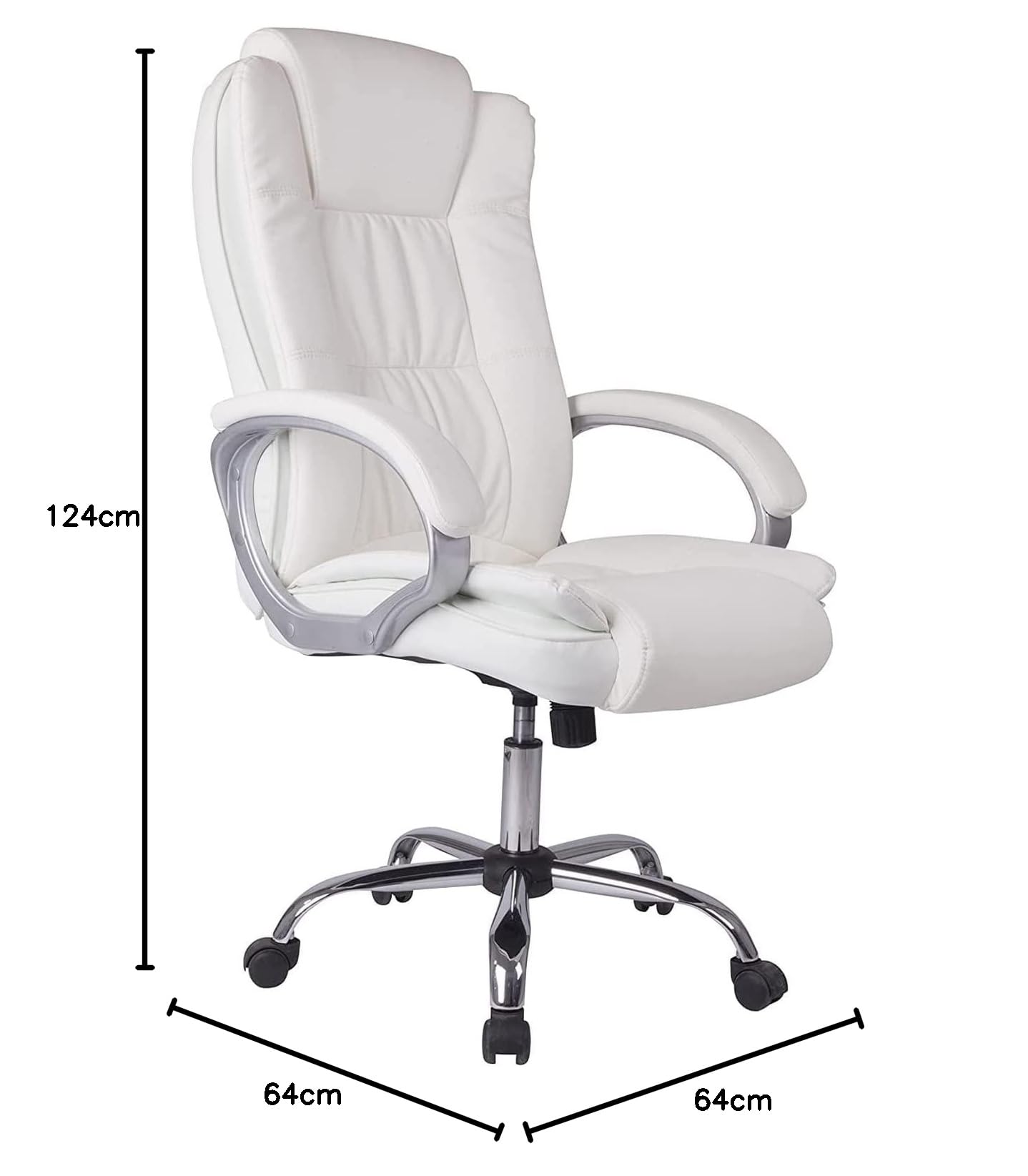 Suinga Silla Oficina New York | Reposabrazos | Altura Regulable | Diseño Ergonómico | Piel Sintética Blanca | Comodidad | Profesional