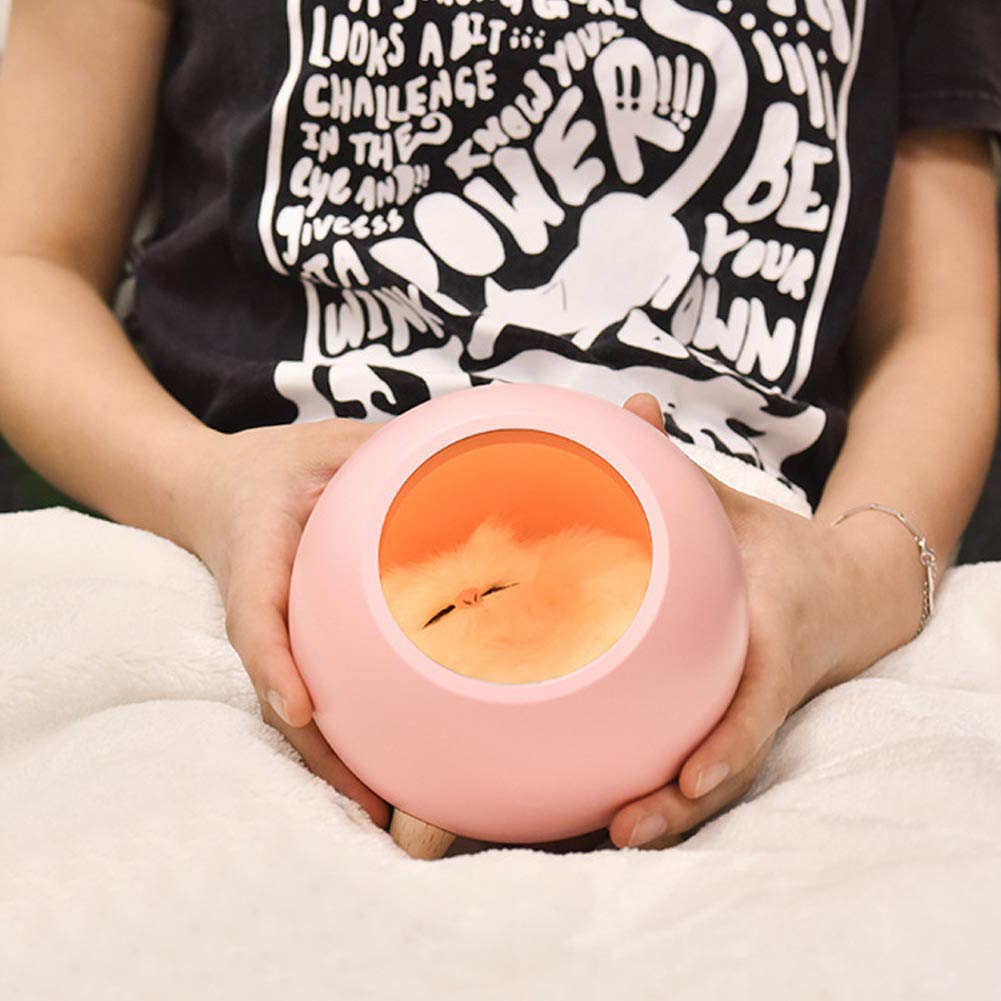 Kot lampka nocna mały domek dla zwierząt Led lampka nocna Usb ładowanie miękkiego silikonu śpiący kotek światło urodziny prezent na boże narodzenie sypialnia lampka nocna(pink)