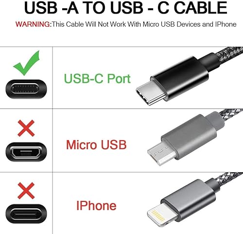 Miniatura 3 de Cable de carga USB tipo C de 6 pies, cable de alimentación USB-C compatible con Samsung Galaxy S21 S22 S23 Ultra Plus Z Fold Z Flip