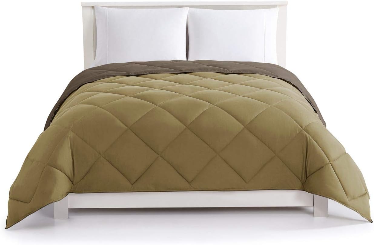 KingLinen Chocolate/Taupe Down Alternative Reversible Comforter Full/Queen