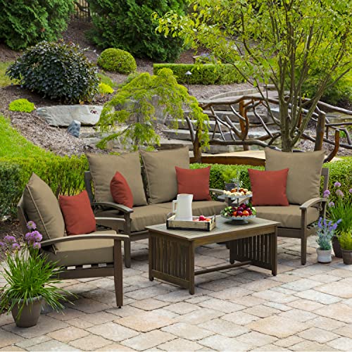 Image of Arden Olefin Outdoor Deep Seat Cushion Set (2-Pack), 24 in x 24 in, Weather-Proof, Rain-Proof, Fade Resistant Patio Cushion for Chair, Sofa, and Couch Tan Hamilton