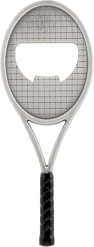 Abrebotellas de raqueta de tenis para botellas de vidrio de cerveza y refrescos, raqueta deportiva clásica con agarre, acero inoxidable resistente,