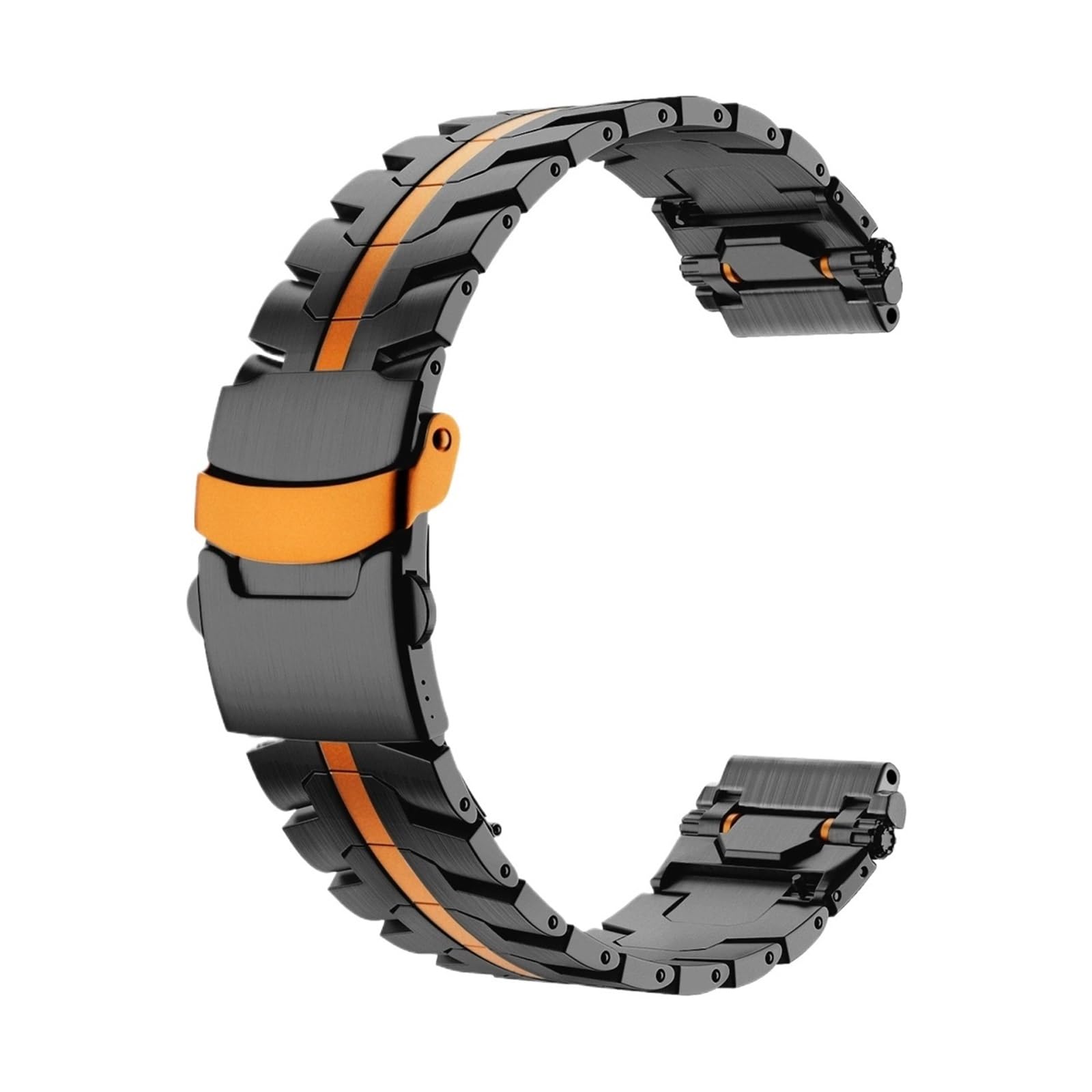 Edelstahl-Uhrenarmband, 20 mm, 22 mm, Metall-Ersatz (silber-orange_22 mm)