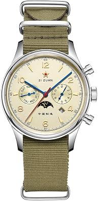 SEAKOSS Mens Classic Automatic Mechanical Wristwatch Seagull ST1654 Movement 24H-Hour Display Air Force Pilot Calendar Mens Watches