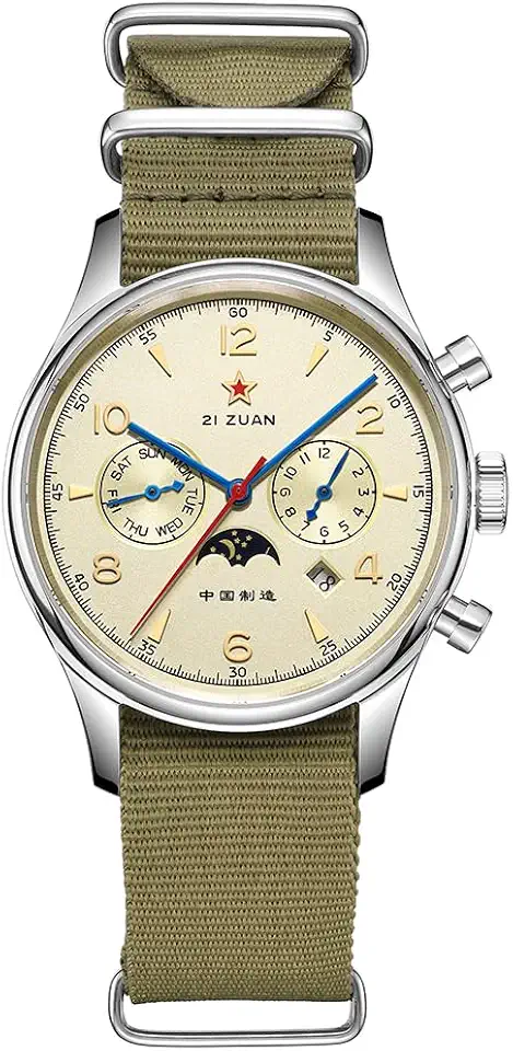 Relógio de pulso masculino clássico mecânico automático SEAKOSS Seagull ST1654, movimento 24H, display de horas, piloto da Força Aérea, calendário, relógios masculinos