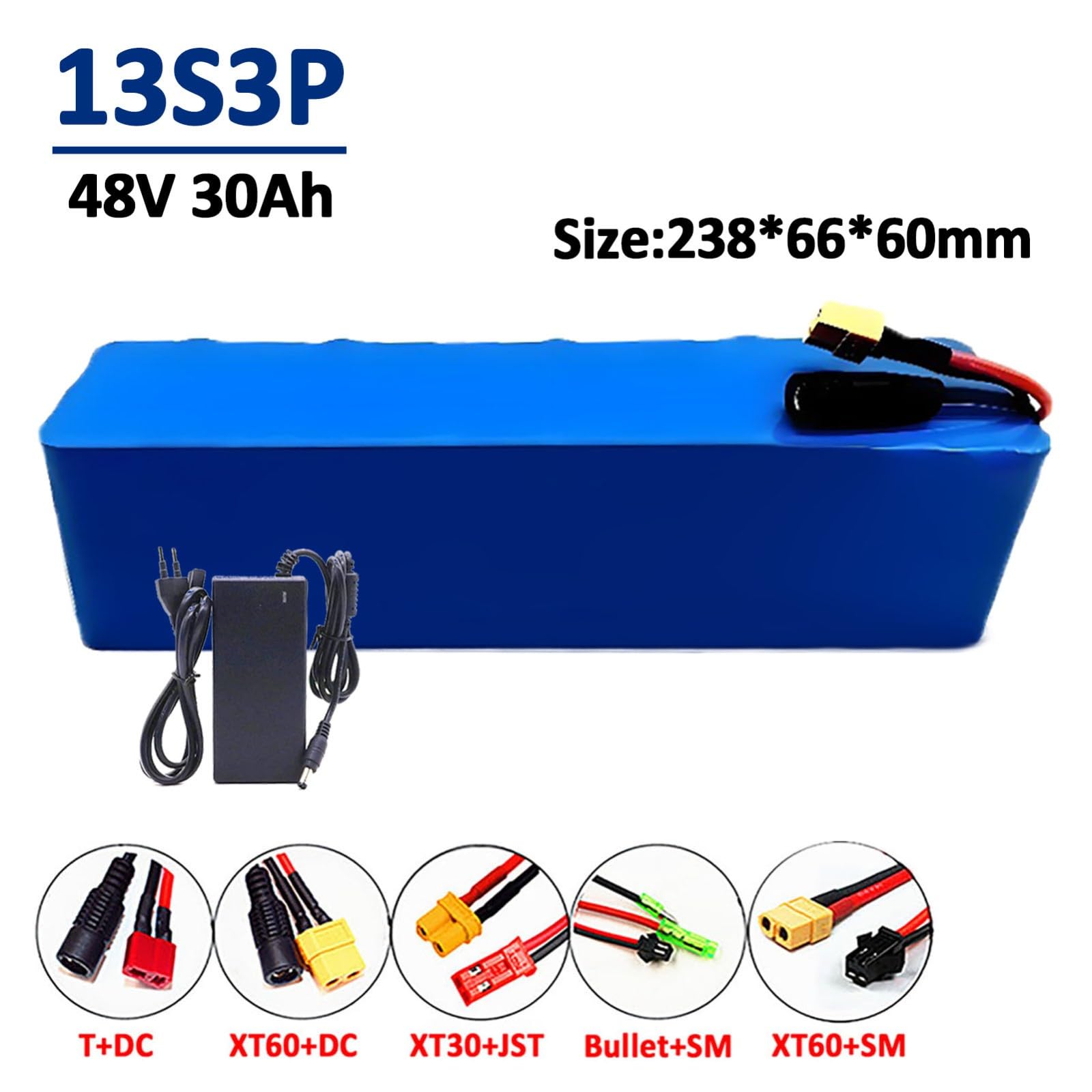 Batteria Al Litio Da 48 V 30 Ah Per Bici Senza Pedali, Biciclette Elettriche, Monopattini Con Caricabatterie, Pacco Batteria Agli Ioni Di Litio Impermeabile 13S3P Per Ebike.