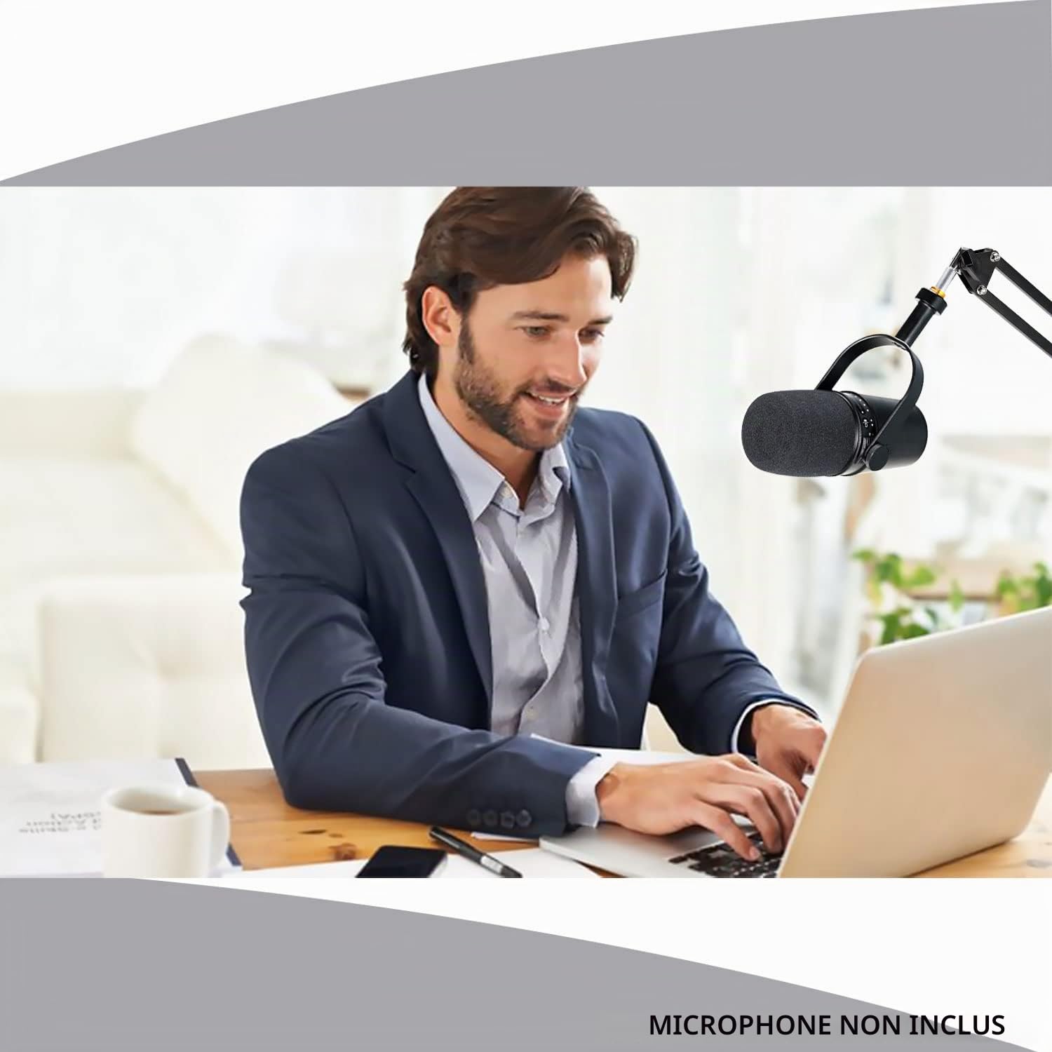 MV7 MV7+ Support Microphone Professionnel Réglable avec Bonnette Micro en Mousse Améliorant la Qualité Sonore pour Microphone Compatible avec MV7 MV7+ USB Podcast par YOUSHARES