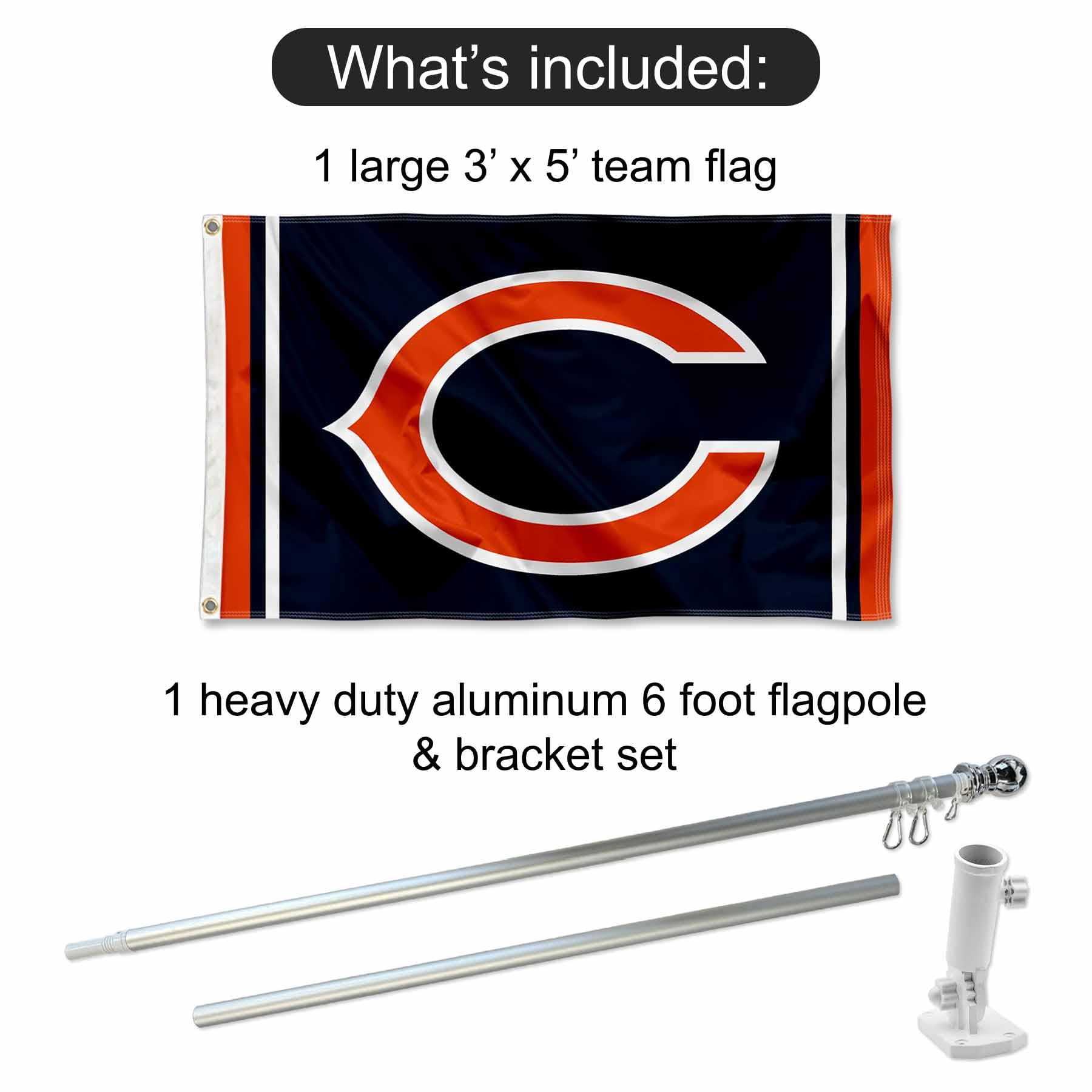 chicago bears fishing pole Flag and Bracket Kit : Sports & Outdoors in case there were Category_Rods Weight of Golden Fishing Lure:15g Blakemore Roadrunner Spinner Jigs