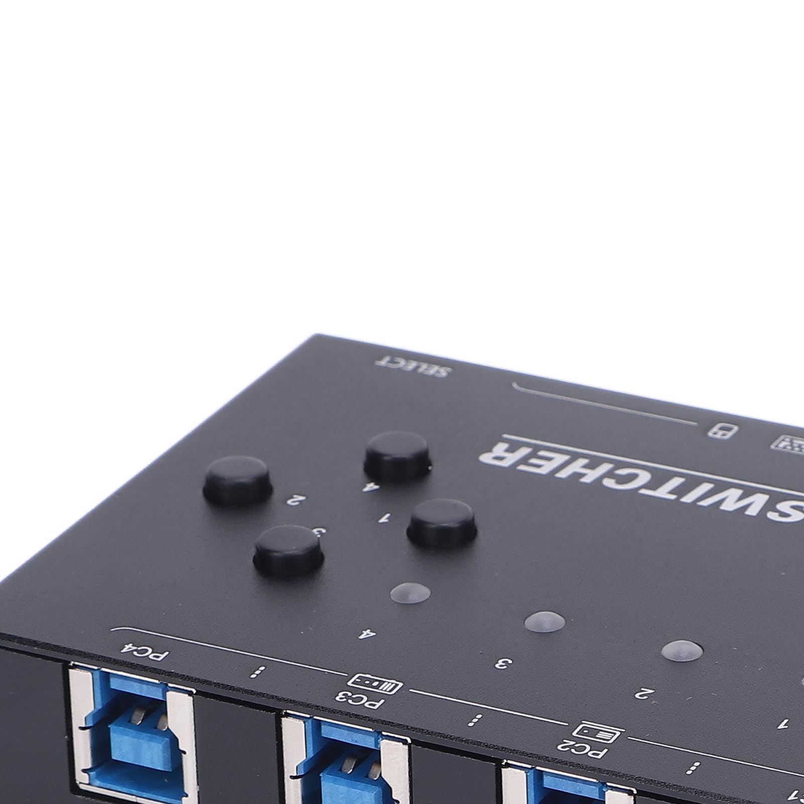 Asixxsix Przełącznik USB 3.0, 4-portowy Selektor Przełącznika USB dla 2 Komputerów, Współdzielona Klawiatura, Mysz, Drukarka, Skaner, z Kontrolerem Stacjonarnym i Sterowaniem Klawiszami,