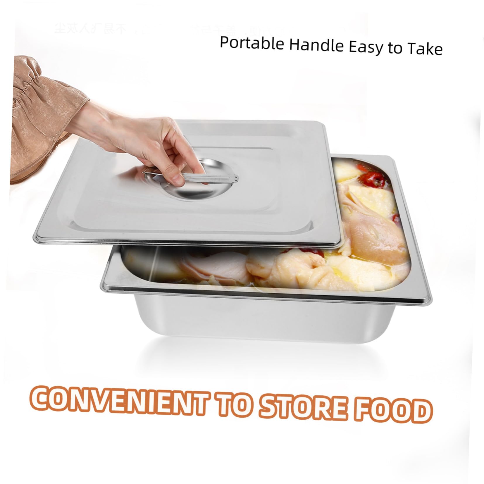 Bac Inox Rectangulaire avec Couvercle Hermétique Pan Acier Empilable pour Buffet et Cuisson Vapeur Restauration et Traiteur Lot