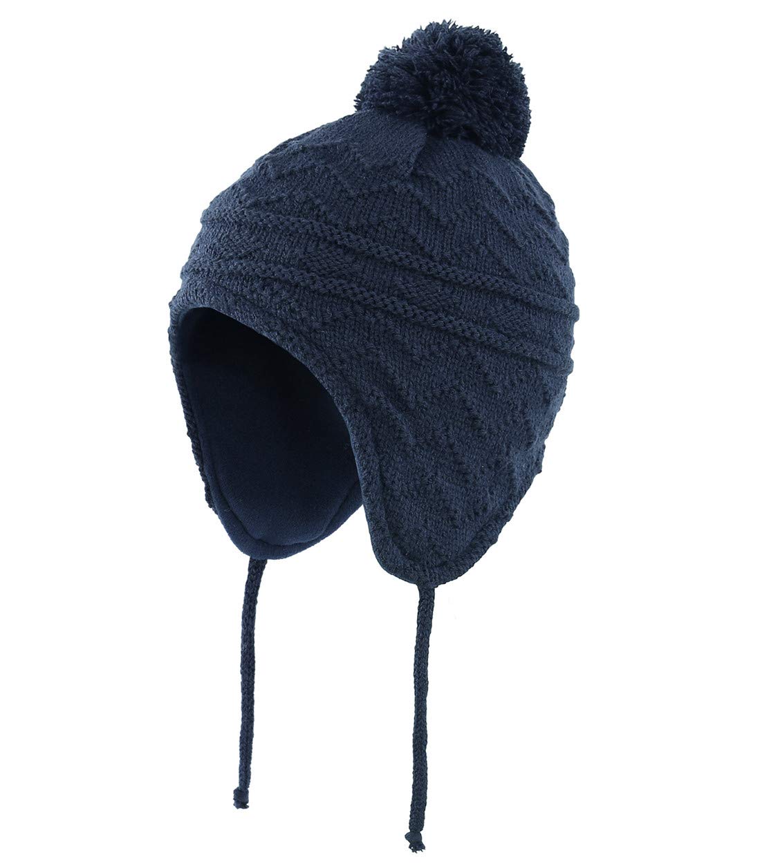 Magracy Men's Navy Blue Baby Toddler Warm Earflap Beanie Kids Boys Girls Winter Fleece Lined Knitted Hat M