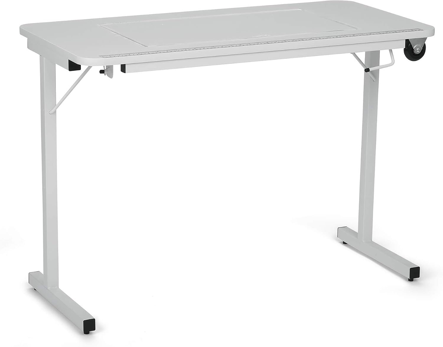 Arrow Sewing Cabinet 611 Gidget II Folding Sewing, Cutting, Quilting, and Craft Table, Portable with Wheels and Lift, White Finish