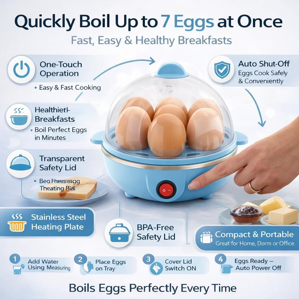 Smart Deal Hub Egg Boiler - 7 Egg Capacity -6