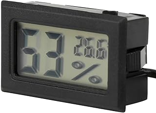 Digital Thermometer Hygrometer, Embedded Type LED Digital Humidity Meter with Probe Indoor Temperature and Humidity Monitor for Home Office and Greenhouse Use(Black)