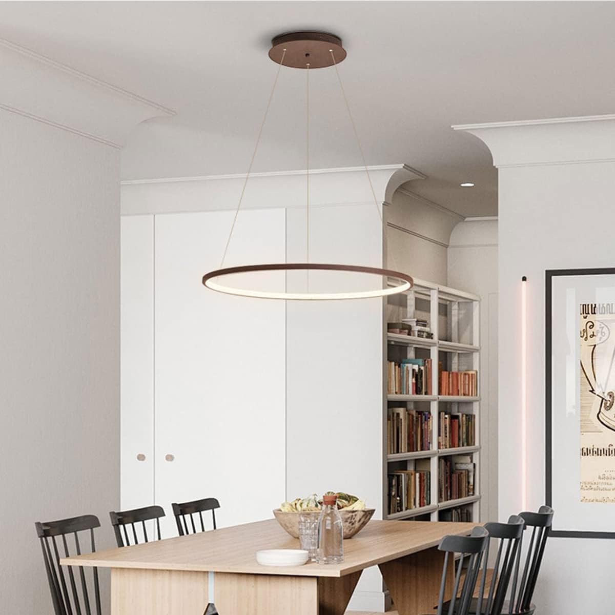 Lámpara Colgante LED Redonda - 60 Cm, Negra, Regulable Con Mando, Para Comedor O Sala De Estar