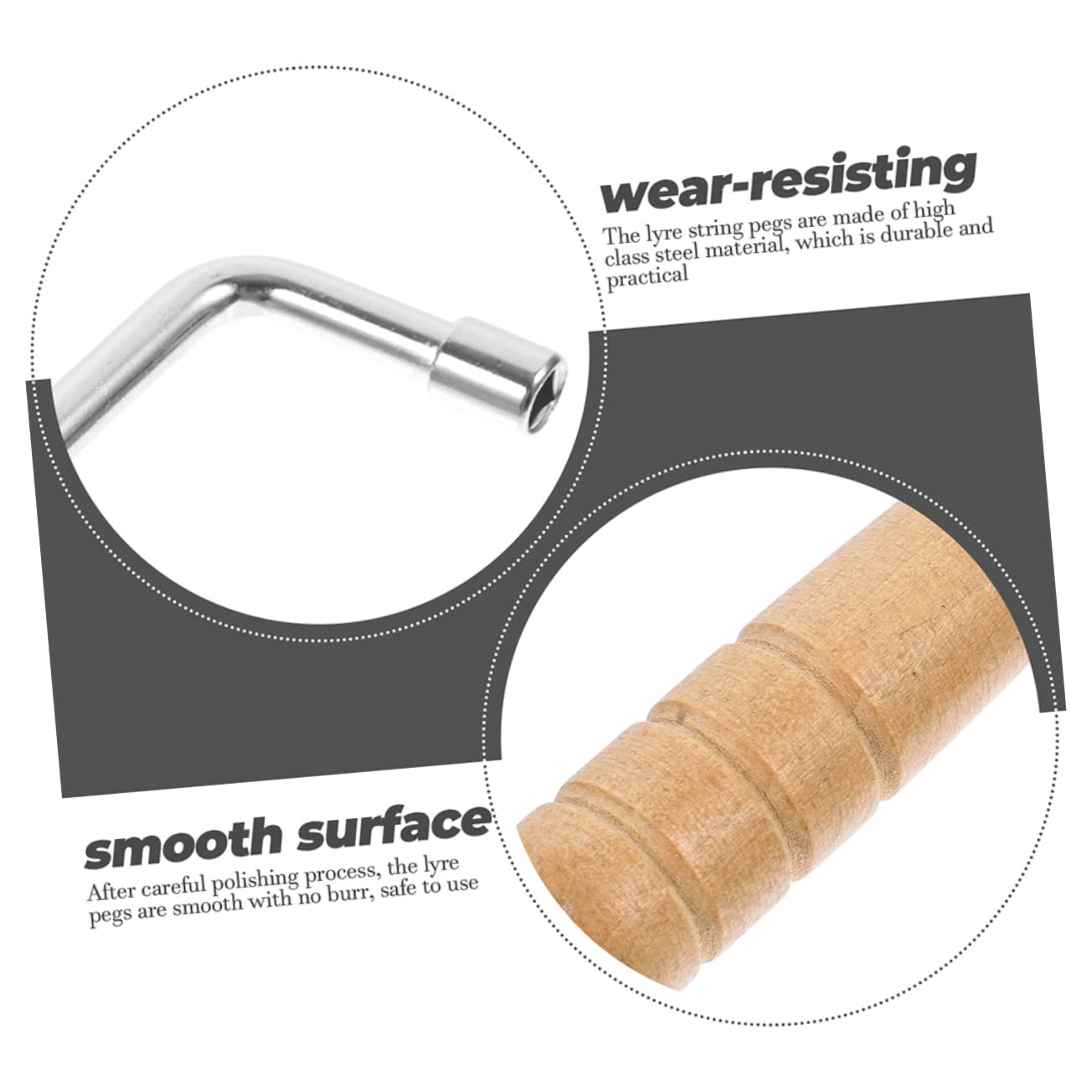 Levemolo Lyre Harp Pin Nail Replacement Tuning Pins for Lyre Turn Accessories Fine Polishing Craftsmanship Safe Material