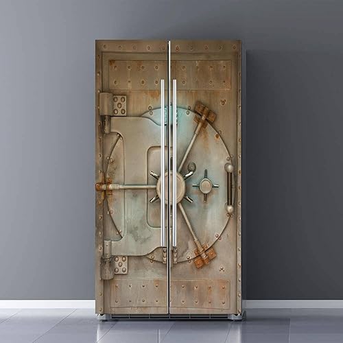 Juego de envoltorios de vinilo autoadhesivos para refrigerador, efecto desgastado, caja fuerte, puerta, mural, extraíble, para nevera, despegar y
