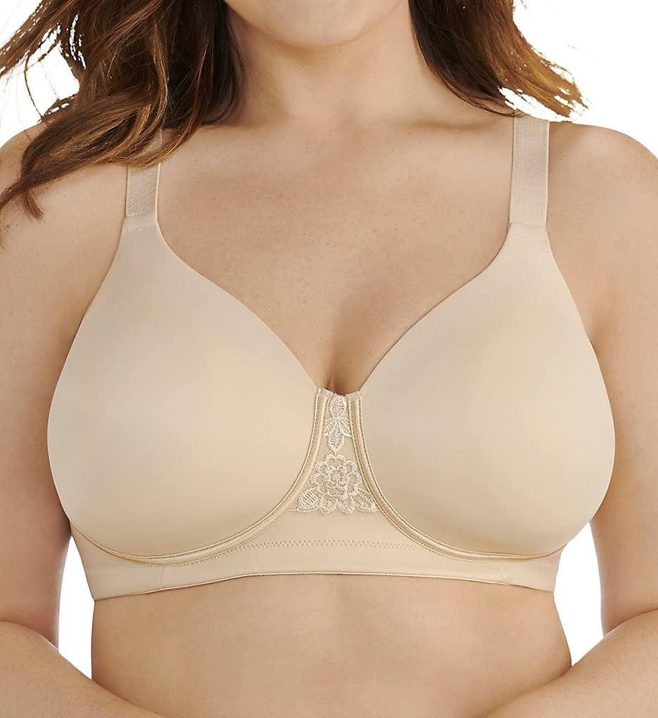 Vanity Fair Women's Full Figure Beauty Back Smoothing Bra, 4 Way Stretch Fabric, Lightly Lined Cups Up to H, Opaque, Damask Neutral, 42C