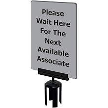 S15-P-36-7X11-V-HDSB-1701-33 - TENSABARRIER Acrylic Sign Gray, Please Wait Here For The Next Available