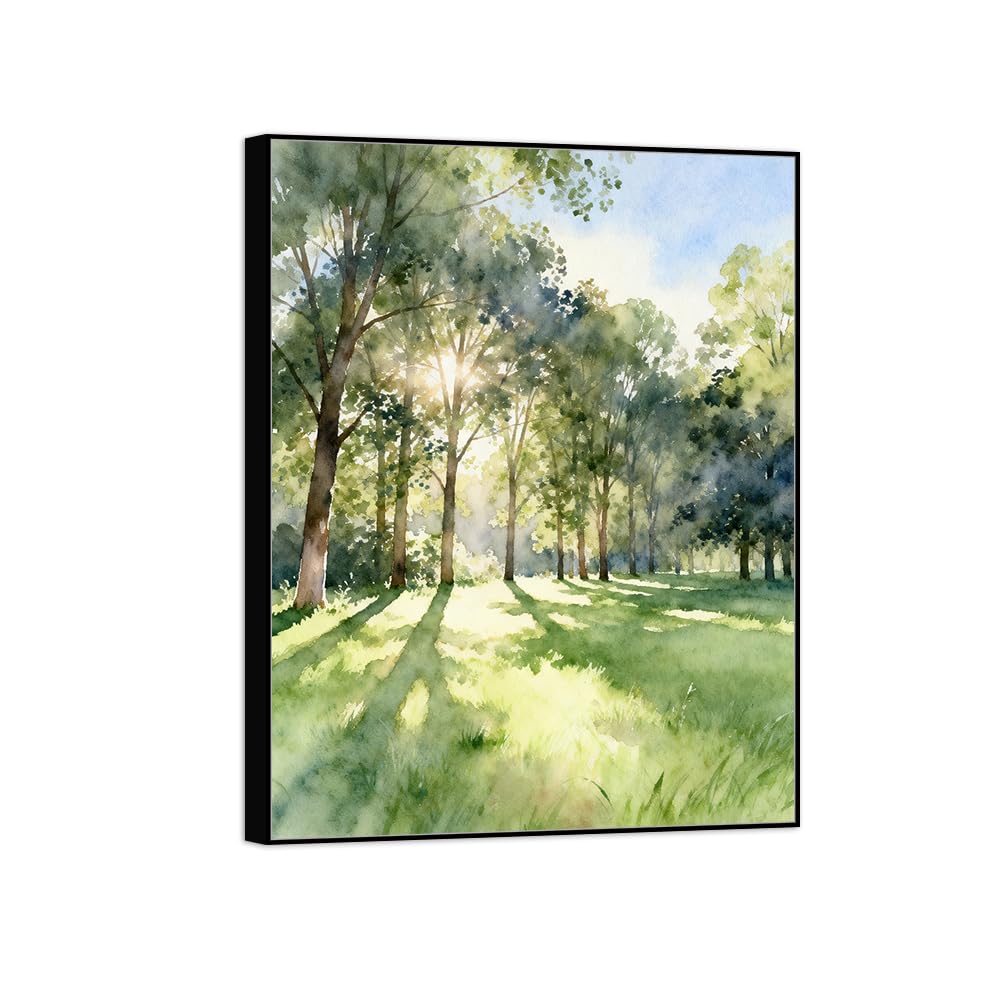 OZPWBVY Landscape Canvas Prints Tree Meadow. Home Decor 50x65cm Black Frame