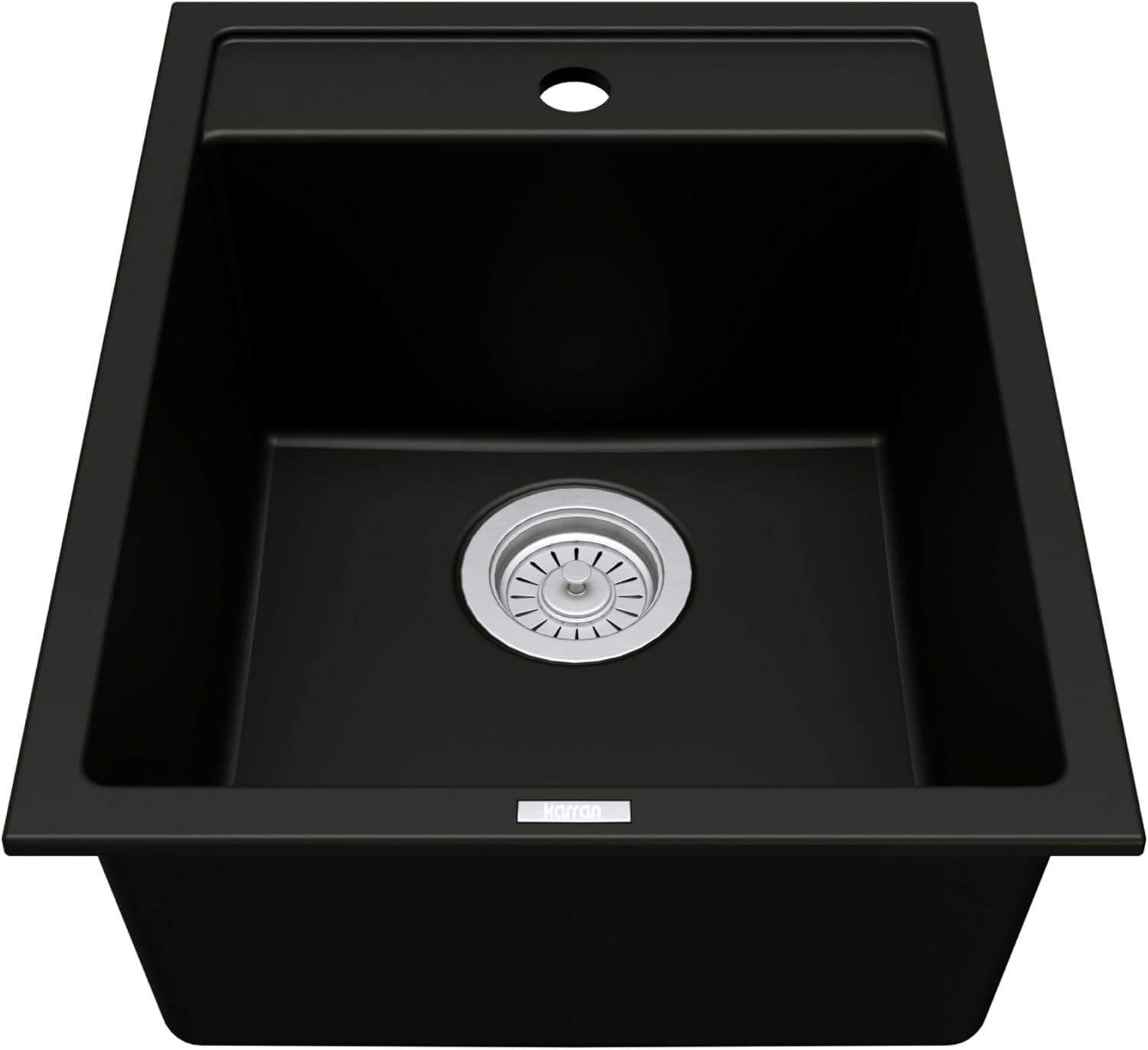 Karran QT-825 Drop-in 15-3/4" Single Bowl Quartz Composite Kitchen Sink in Black