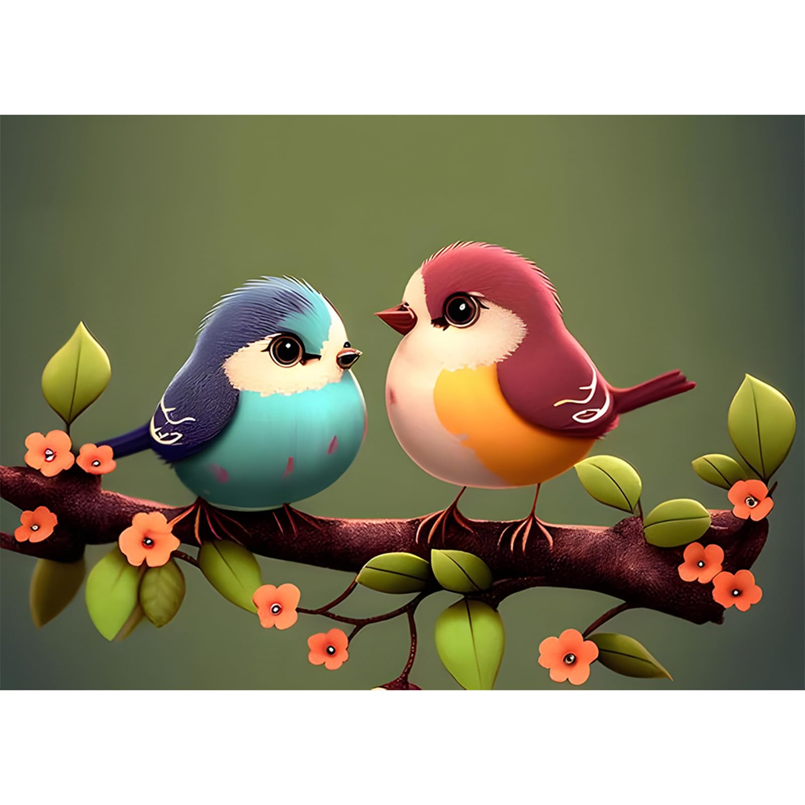 EOBROMD Diamond Painting Niedlicher Vogel, 5D Diamant Painting Bilder für Erwachsene Blume, DIY Tiere Diamant Malerei Set für Wanddekoration 30x40 cm