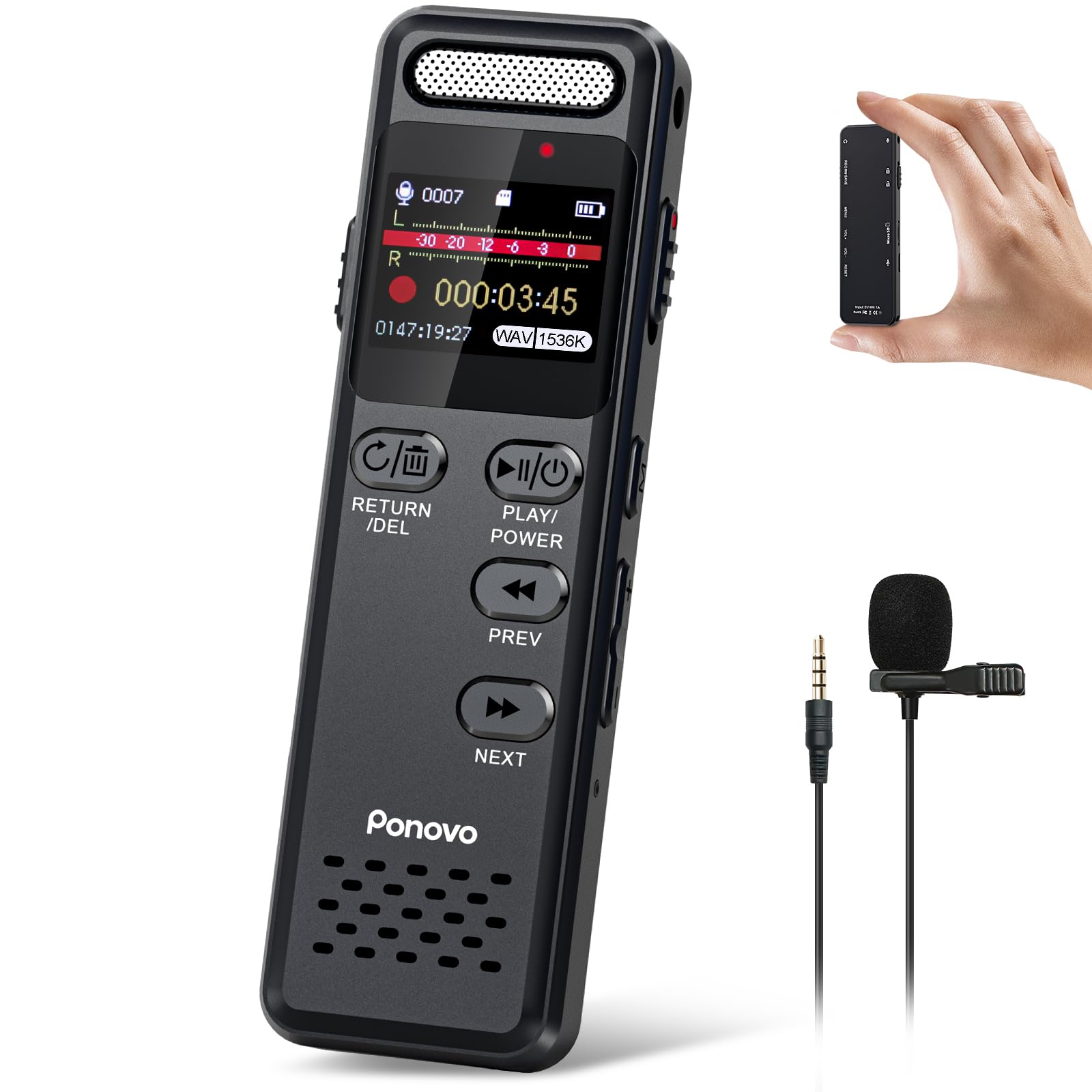 100H Voice Audio Recorder Digital, Expandable Via Memory Card