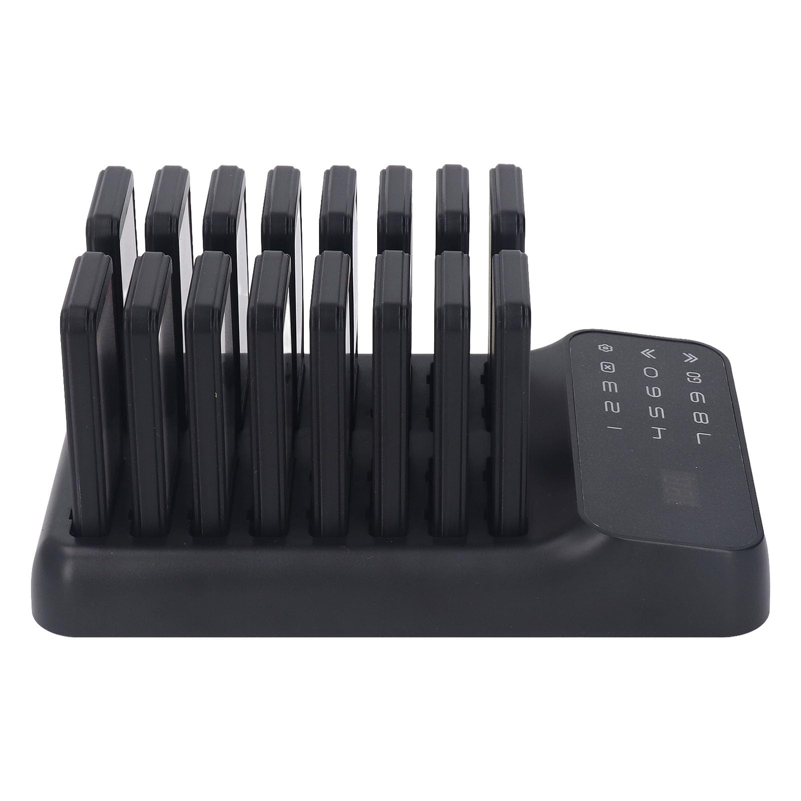 Domary Cercapersone Wireless per Ristoranti, 16 Cicalini Ospiti con | Costruzione in ABS, Display LED a 3 Cifre, Batteria Al Litio da 150 MAh, Alimentazione a 12 V, Coda Interna per Bar e