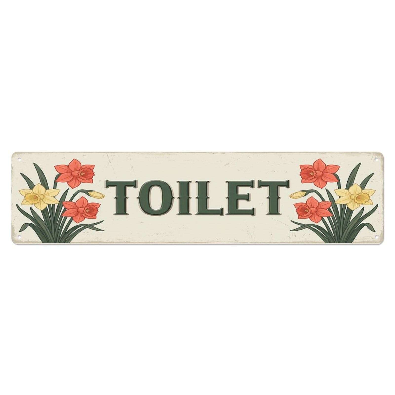 Cmhok Vintage Style Toilet Signage Daffodil Vintage Metal Tin Sign Wall Decor For Cafe, Club, Garden Metal Poster 4X16inch