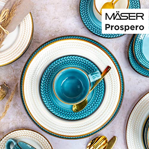 Serie Prospero Premium Kaffeegeschirr Set für 4 Personen in Gastronomie-Qualität, 12-teiliges modernes Kaffeeservice in einzigartigem Vintage Stil, Durable Porzellan, Blau