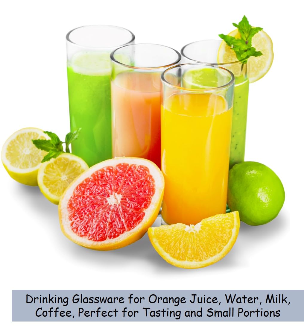 BOHEM'S Vasos pequeños de jugo, vasos de cristal transparente de 5.1 onzas, cristalería para jugo de naranja, agua, leche, café, perfecto para degustación y porciones pequeñas, juego de 6