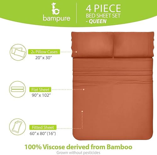 Vista 189 de BAMPURE - Juego de sábanas de 100 % viscosa de bambú, refrescantes, suaves, bolsillo profundo de hasta 16 pulgadas, 1 sábana encimera, 1 sábana Gris
