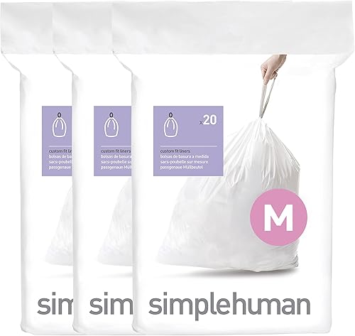 Miniatura 5 de simplehuman Cubo de basura rectangular de 45 litros12 galones con escalón de cocina manos libres y Code M bolsas de basura con cordón de ajuste