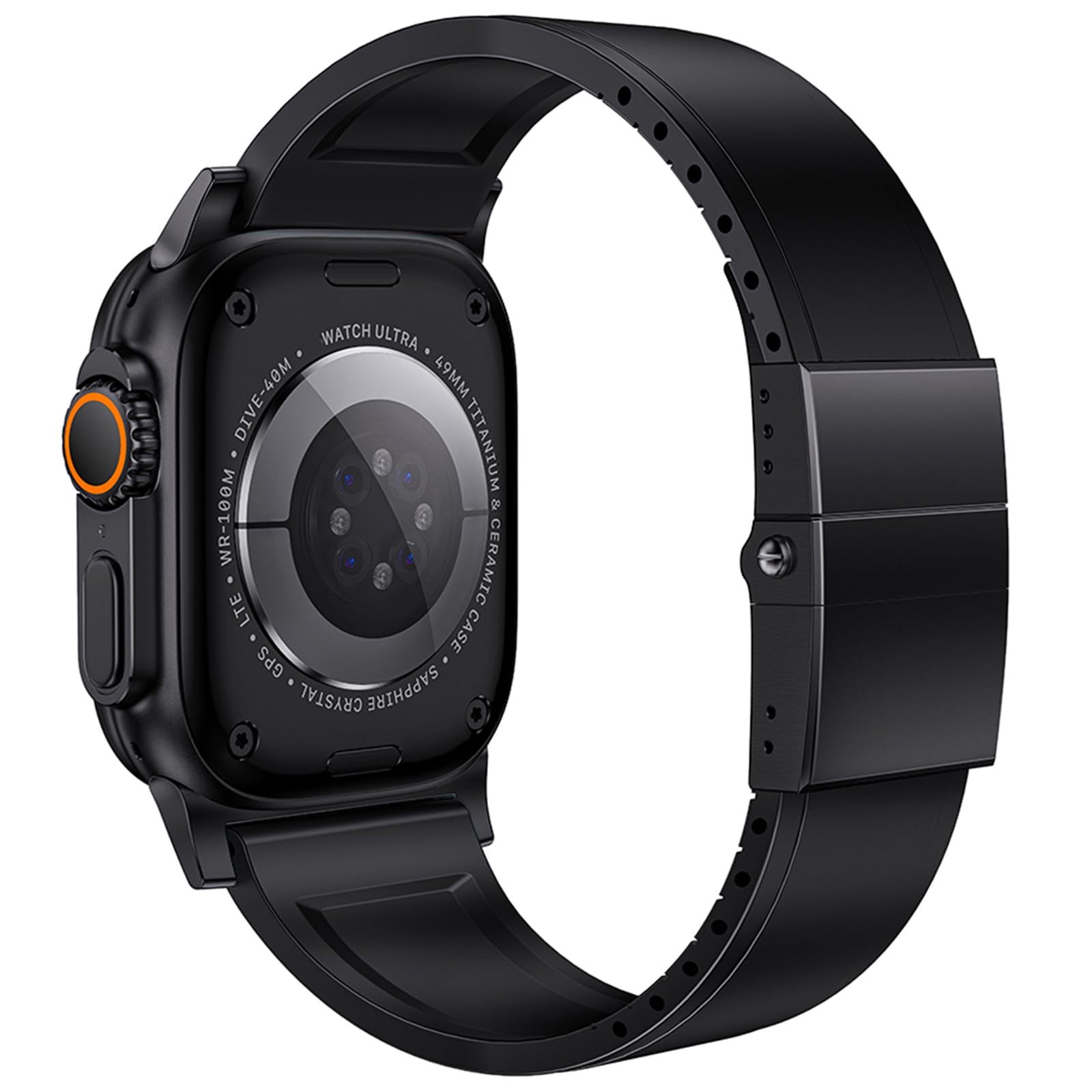 SEURE FKM Correa para Apple Watch 49 mm Sport The Shark | Edición en estilo industrial moderno 316L Acero inoxidable Cierre de mariposa para Apple Watch Ultra 3/2/1 Hombre
