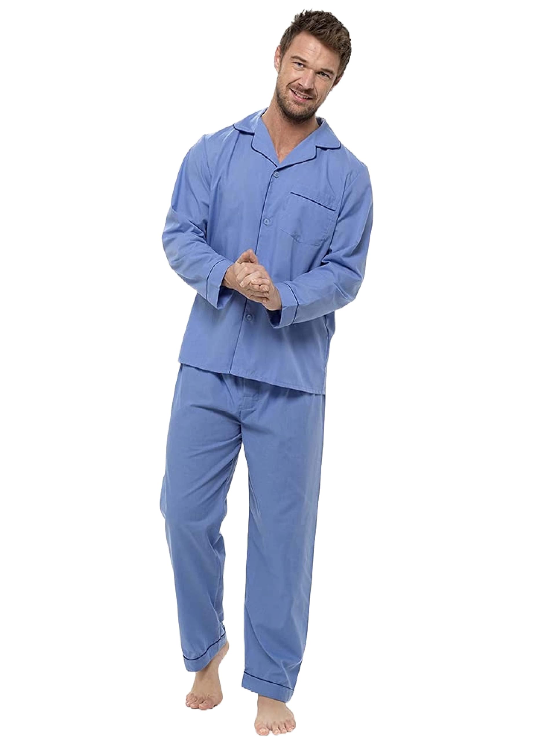 kraftd Men's Pyjama Set Traditional Classic Cut Pyjamas Sets Cotton Loungewear Sleepwear N...