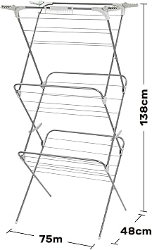 Taylor & Brown Supreme 3 Tier Clothes Airer – Foldable Laundry Drying Rack with 27m Drying Space, Sure Grip Non-Slip Feet, Compact Clothes Horse for Indoor & Outdoor Drying