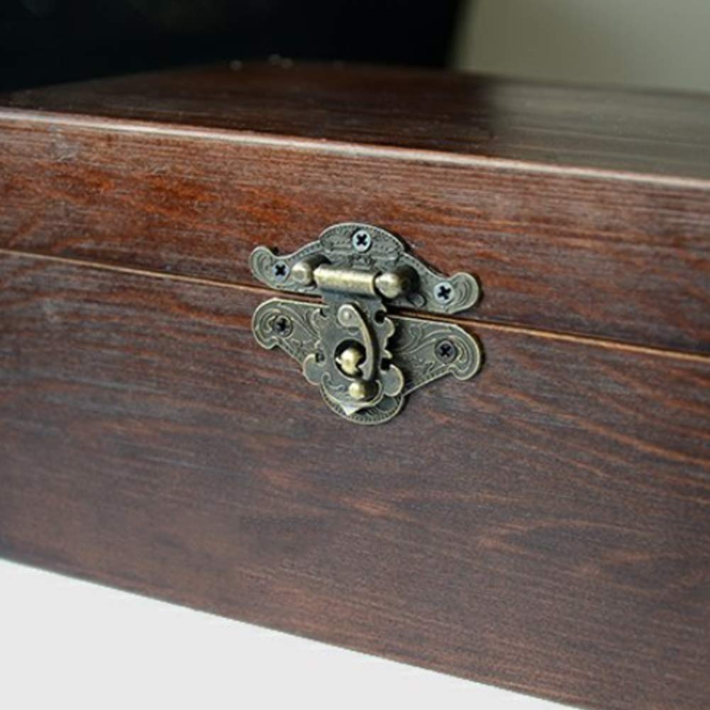 Serratura Antica con Chiusura a Scatto, Fermaglio con Viti per Contenitore di Gioielli in Legno, Bronzo, 38 * 29mm