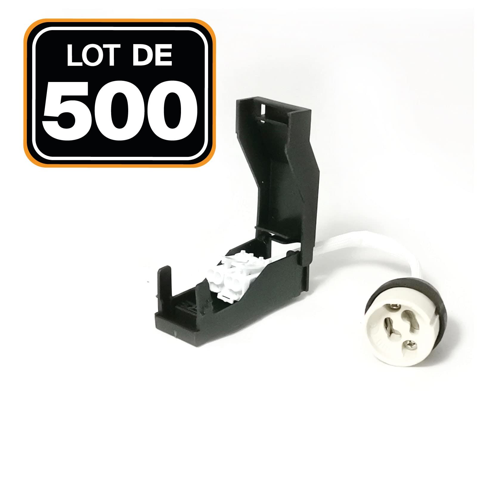 Europalamp 500 Portalámparas GU10 de Cerámica Automática 230V clase 2 con Cables Aislados para Lámparas y Bombillas LED GU10