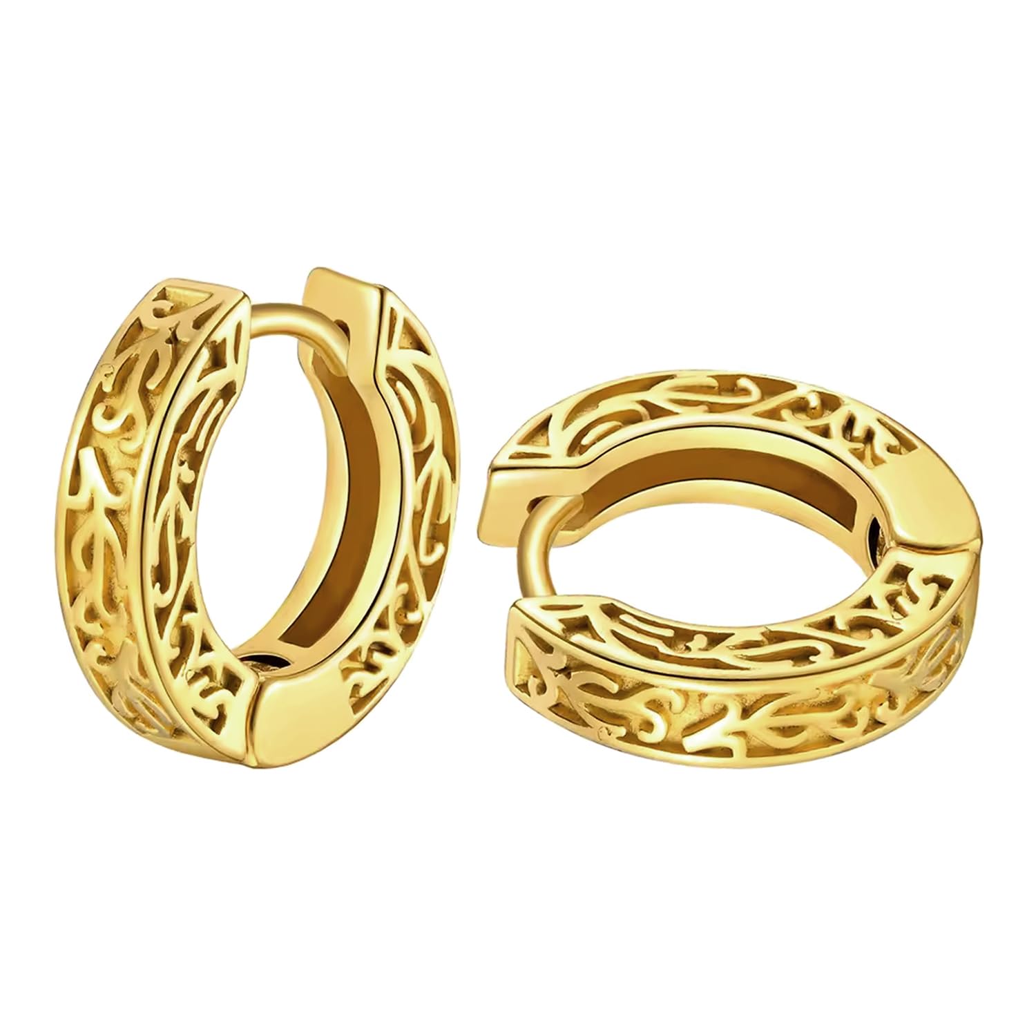peora Gold Plated Fancy Huggie Bali Hoop Earrings Fashion Jewellery Gift for Men & Boys-picture-32