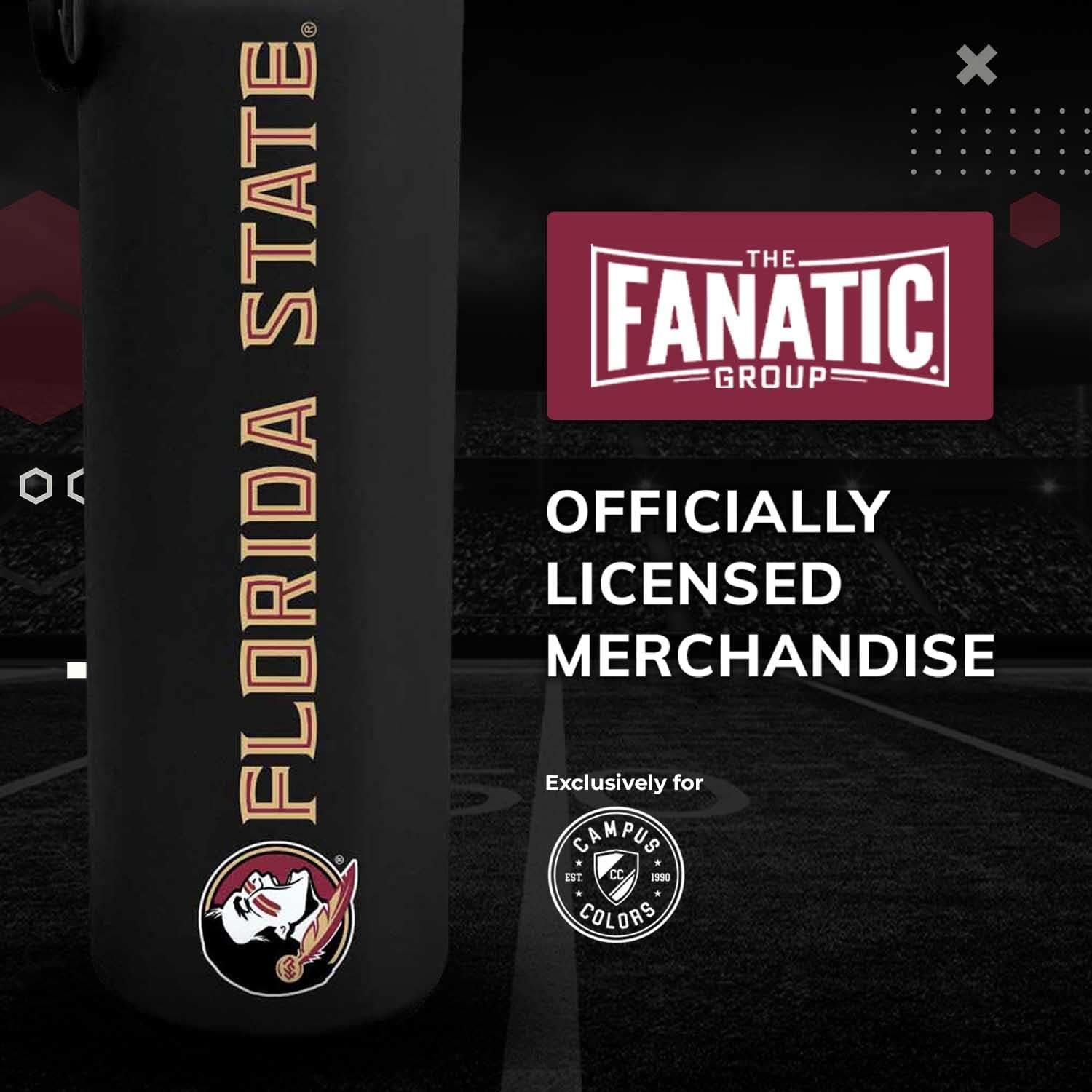 Campus Colors NCAA Stainless Steel Water Bottle - Twist on cap - 24 oz - Carry Clip - Keeps Your Drinks Hot or Cold for Hours (Florida State Seminoles - Black) - Image 5